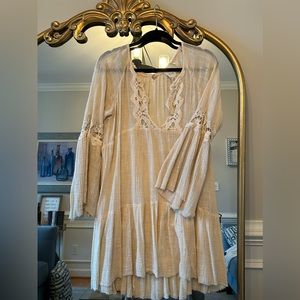 Free People delicate cream dress with Slip